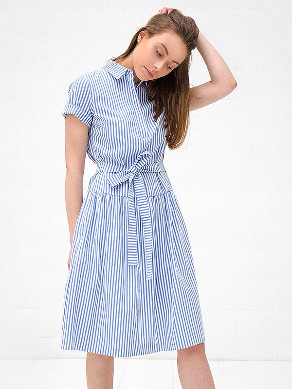 Atella puuvillane kleit "Sara Light Blue - White Stripes"