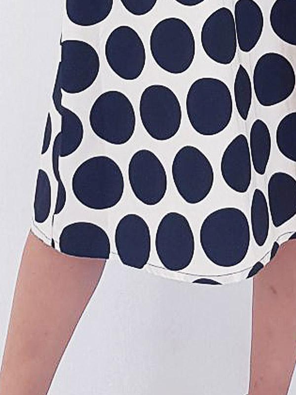 Il Vento E La Seta A-lõikeline puuvillane kleit "Dinno Ecru - Navy Big Dots"