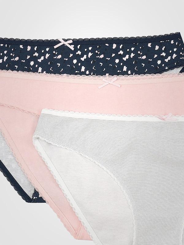 Esotiq 3 paari puuvillaste püksikute komplekt "Mia-Mia Navy - Pink - Grey"