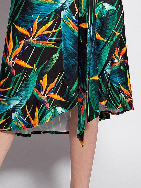 Lanti платье с запахом "Ewa Green - Orange Bamboo Flower Print"