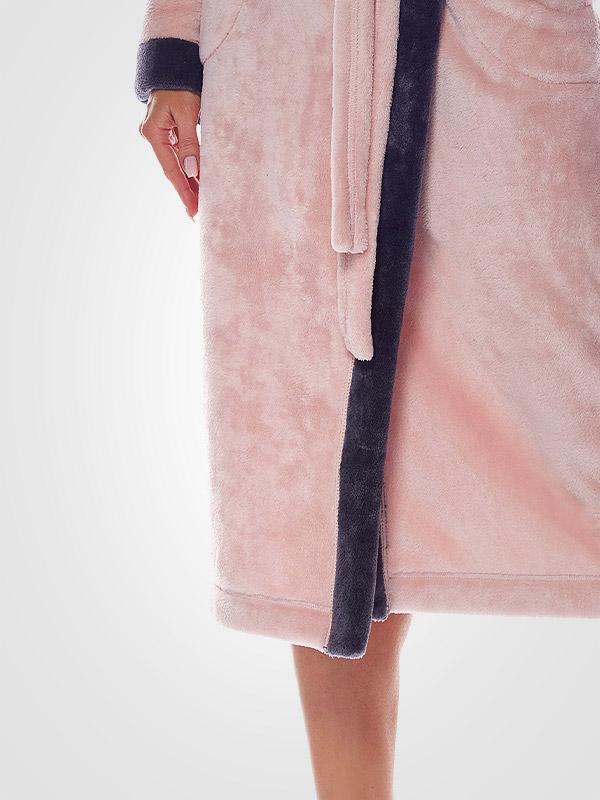 L&L длинный халат с капюшоном "Erica Pink - Grey"
