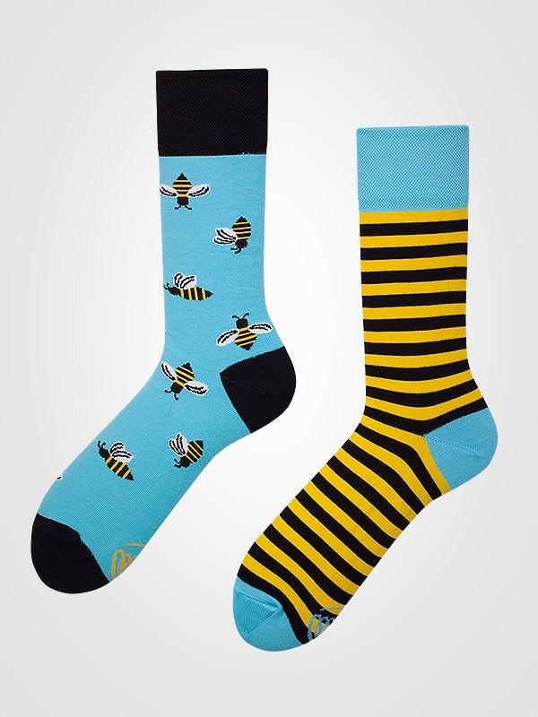 Many Mornings unisex puuvillased sokid "Bee Bee Arctic Blue - Black - Yellow"