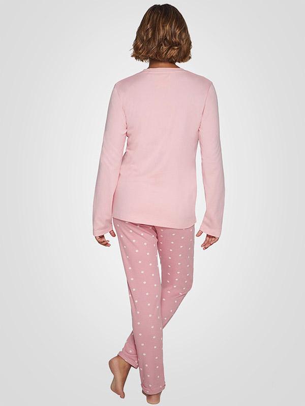 Muydemi pikk soe pidžaama "Carmela Pink - White Dots"
