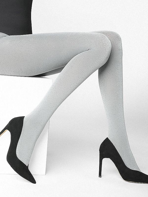 Marilyn 3D-mikrofiibrist sukkpüksid "Shine E57 100 Den Grey - Silver Lurex"