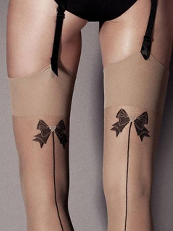 Veneziana matid, tagant triibuga kaunistatud sukad sukahoidjaga kandmiseks "Calze Lolita 15 Den Nude - Black".