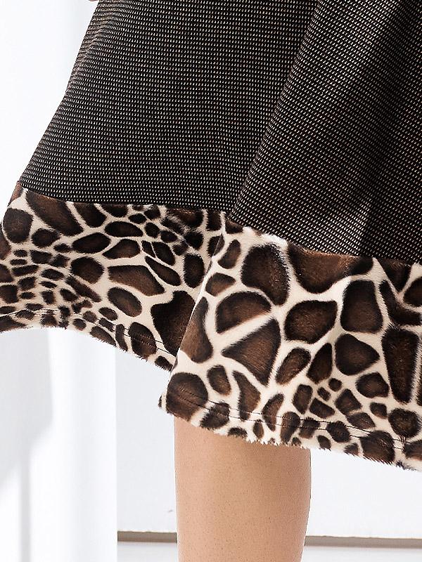 Lega kunstkarusnahaga kaunistatud kleit "Peony Black - Brown Faux Leopard Fur"