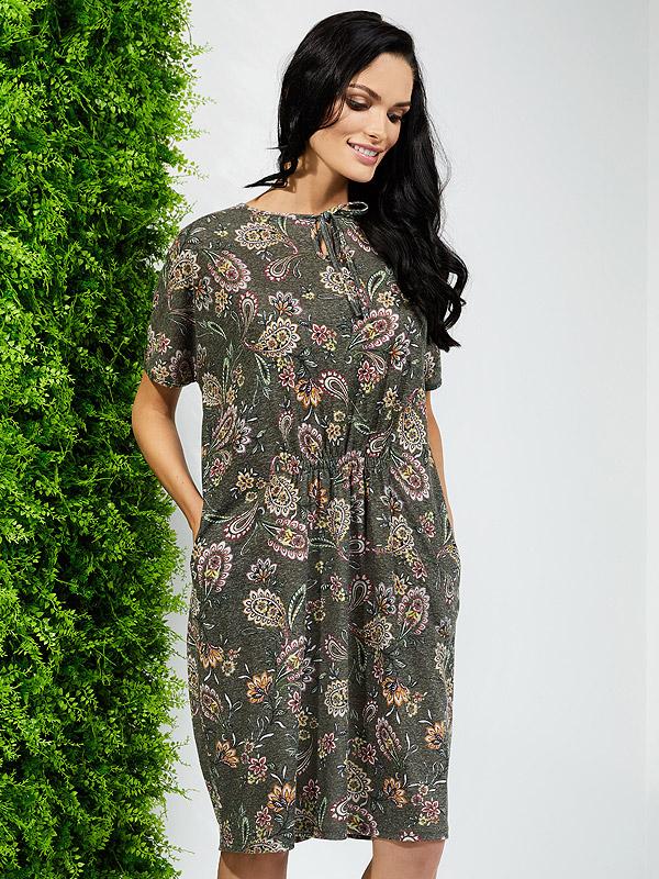 Lega Linasegune kleit "Gardenia Khaki Flower Print"