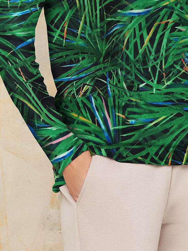 Lega велюровая блузка с длинными рукавами "Shirley Green - Black - Blue Floral Print Velour"
