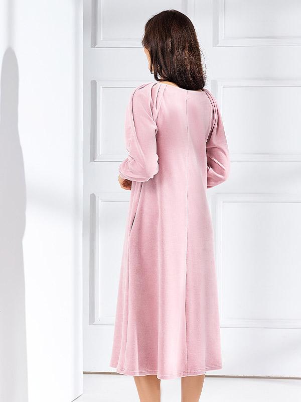Lega puuvillane vaba lõikega kleit "Melisa Pink Velour"