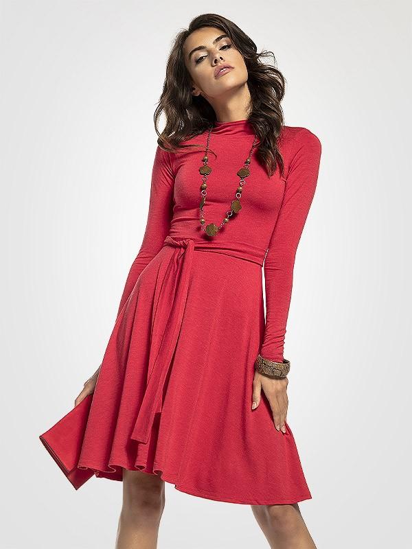 Tessita viskoosist kõrge kaelusega kleit "Bonnita Red"
