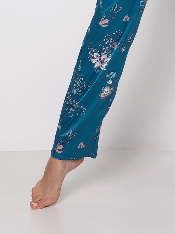 Aruelle pikk pidžaama "Emily Long Dusty Rose - Turquoise Flower Print"