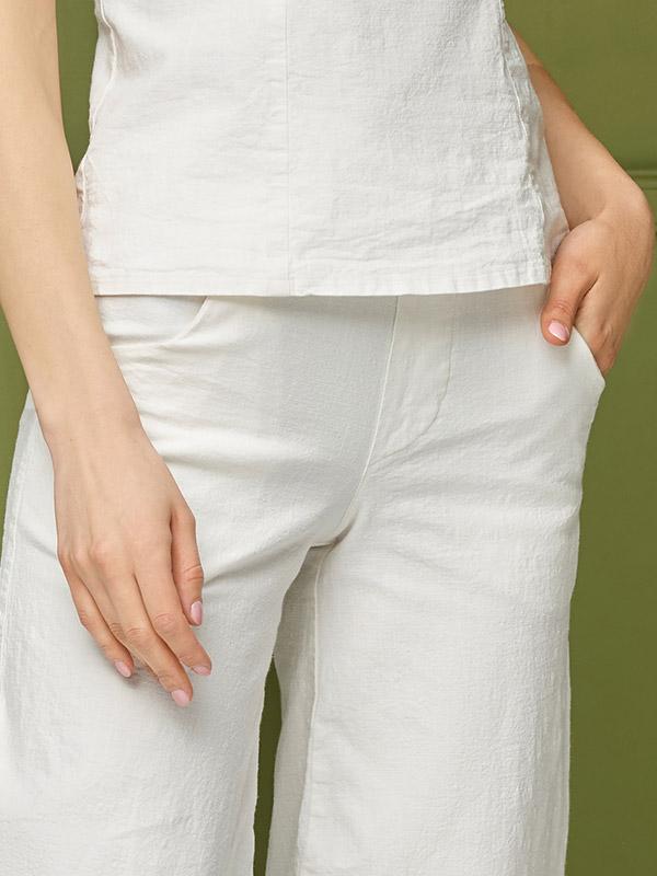 Lega elastsed linasest kärbitud püksid "Molly White"