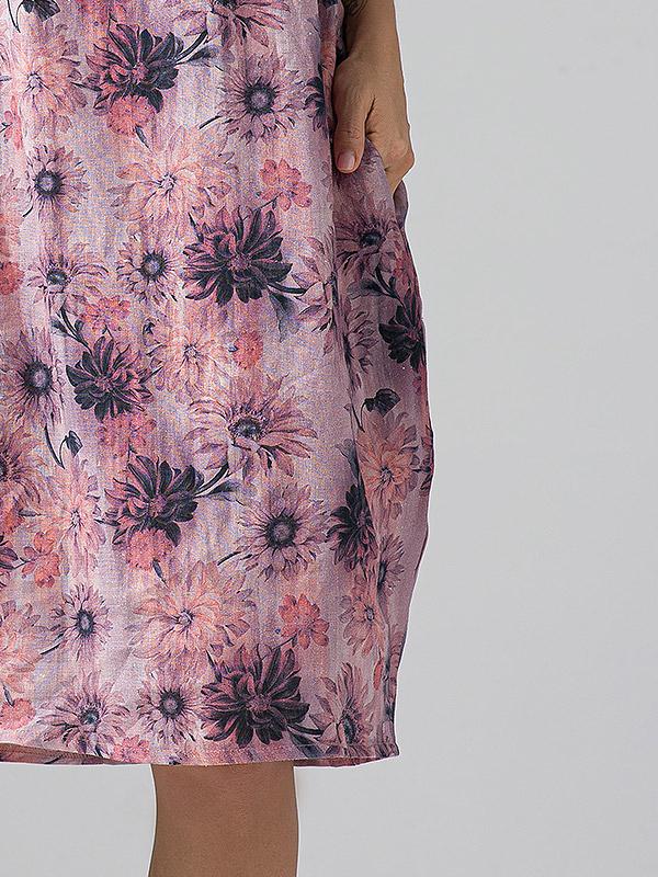 Lega linane kleit "Dora Dusty Violet Flower Print"