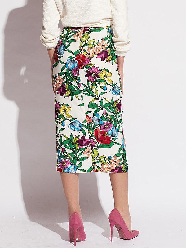 Chloe Perignon миди юбка "Bette White - Multicolor Flower Print"