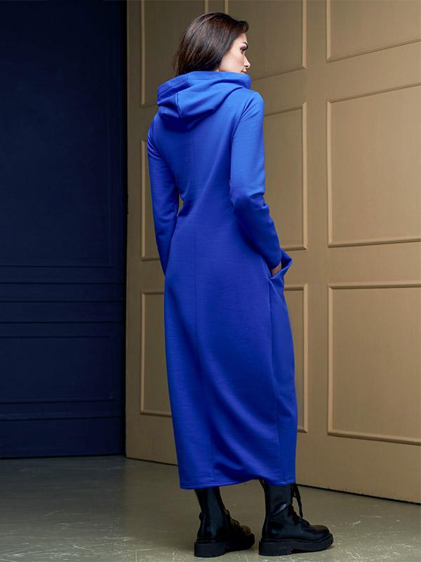 Lega kapuutsiga pikk puuvillane kleit "Patricia Royal Blue"