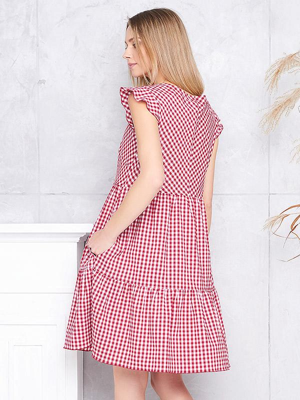 Lega A-lõikeline puuvillane kleit "Dorina Red - White Squares"