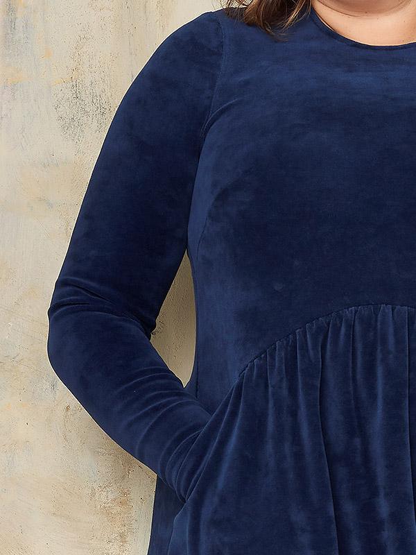Lega laieneva lõikega puuvillane kleit "Semila Blue Velour"
