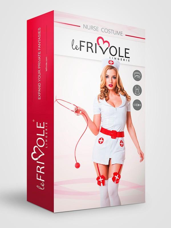 Le Frivole 3-osaline kostüüm "Nurse Savanah White - Red"