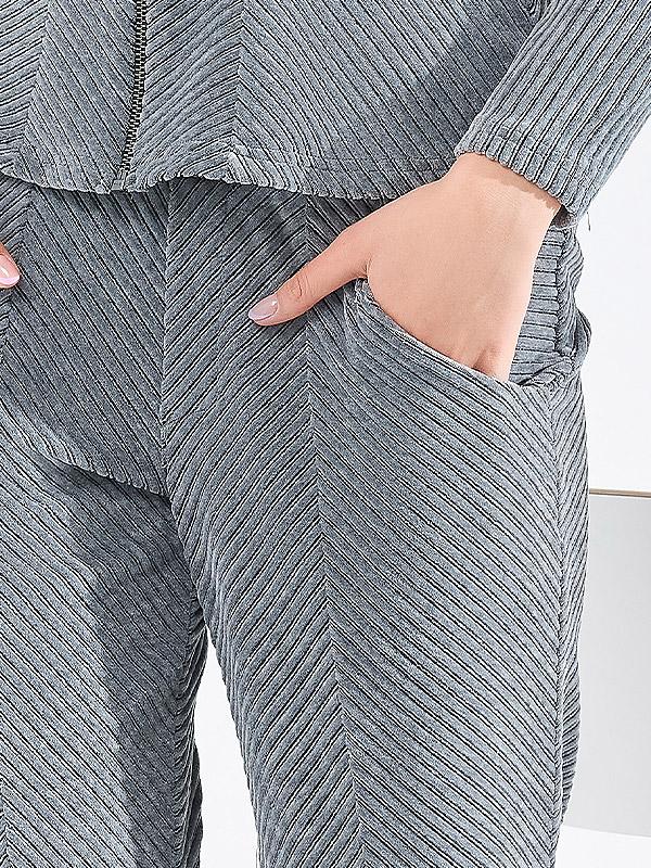 Lega taskutega puuvillasest velvetist vaba aja püksid "Trudy Grey"