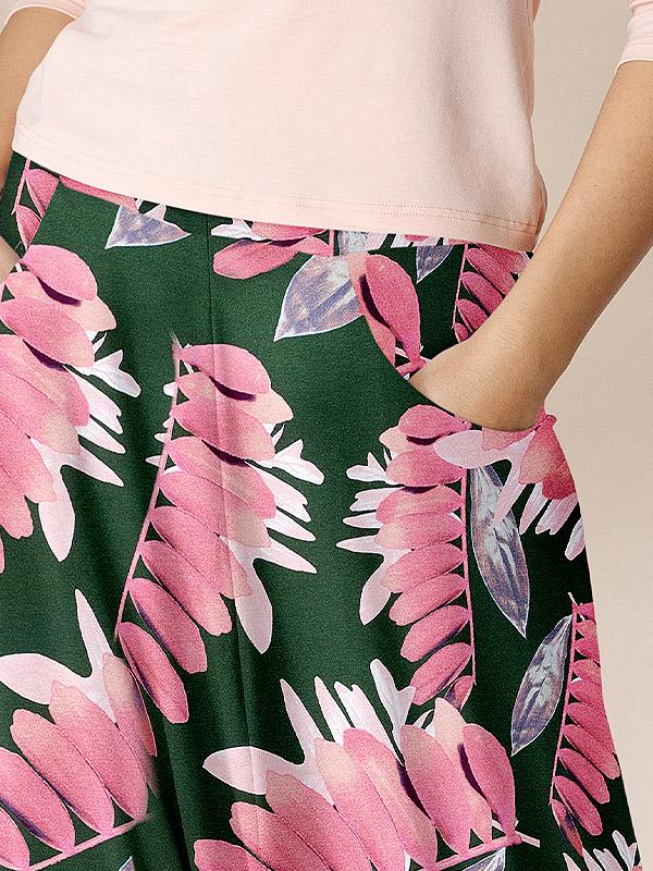Lega вискозные штаны "Primera Green - Pink Leaf Print"