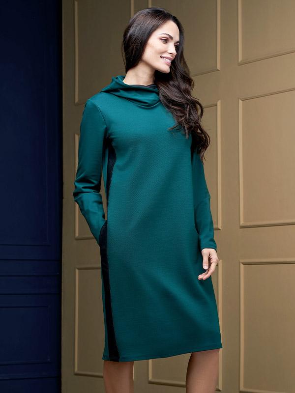 Lega sportlikus stiilis kapuutsiga kleit "Alaida Dark Green - Black"