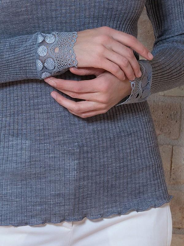 EGI блузка с мериносовой шерстью и кружевом "Anelli Grey"