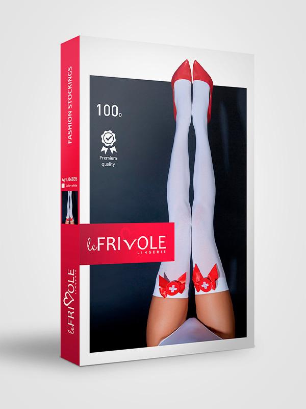 Le Frivole чулки с эластичной лентой "Novah 100 Den White - Red"