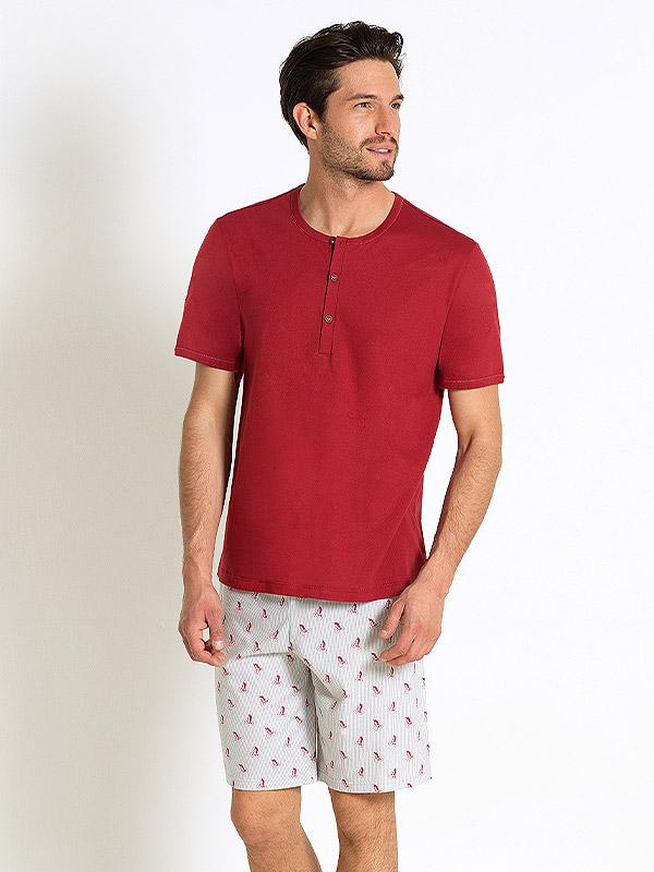 You 365 мужская хлопковая пижама "Garrett Red - Light Gey"