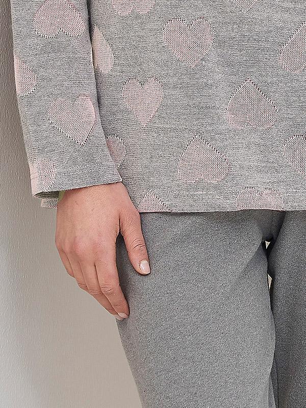 Linclalor kohevusega soe pidžaama "Hearty Grey - Light Pink"