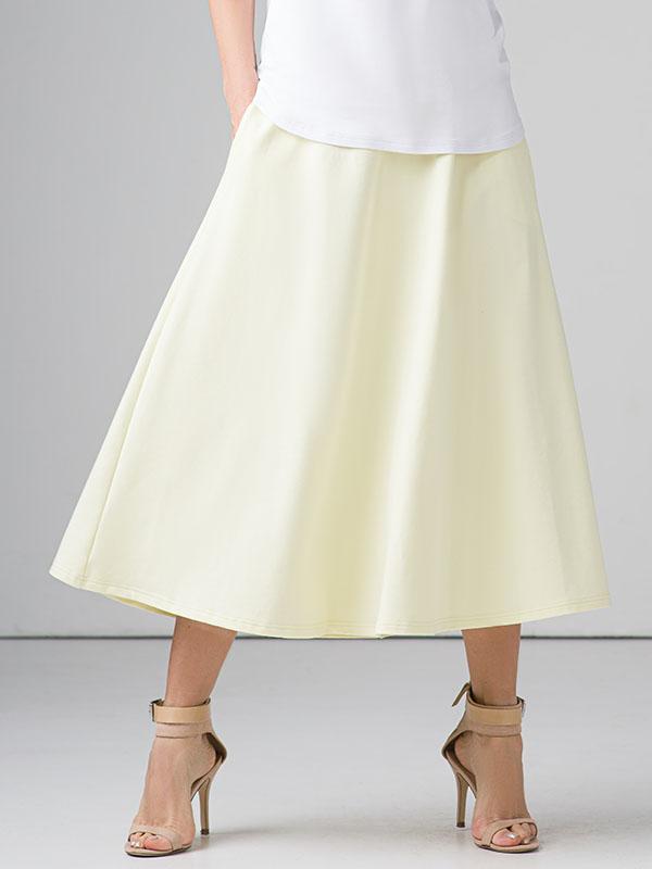 Lega хлопковая расклешенная юбка-миди "Mimoza Light Yellow"