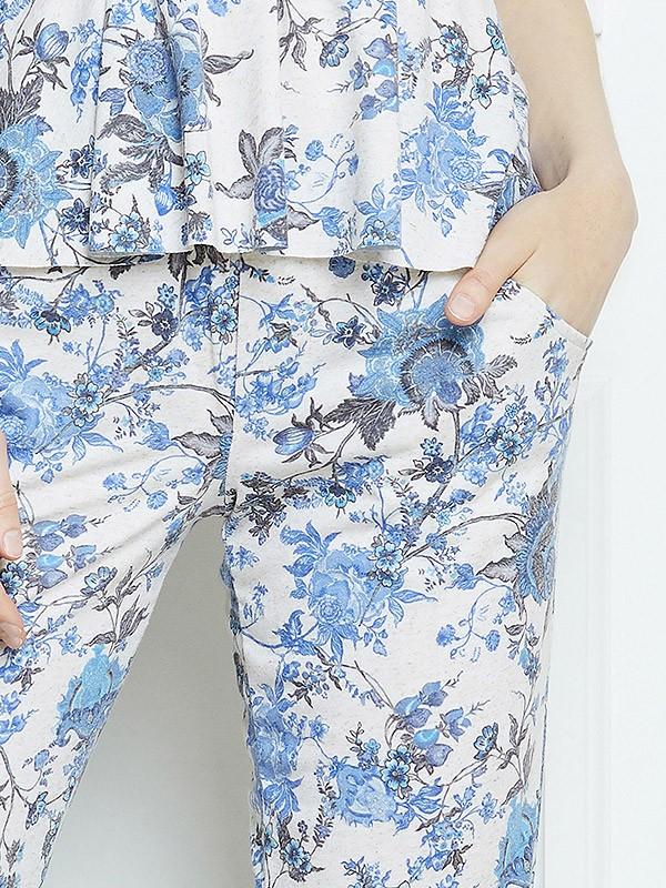 Lega linasegused püksid "Trina Blue Flower Print"
