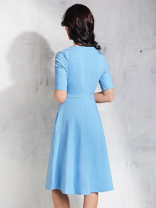 Lega viskoosist kleit "Syden Light Blue - White Dots"