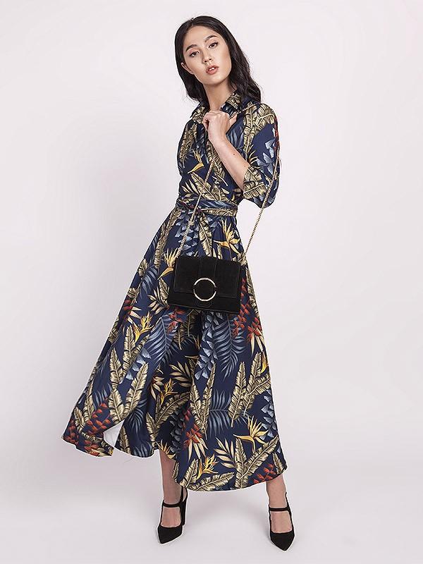 Lanti платье-макси с запахом "Emilia Navy Floral Print"