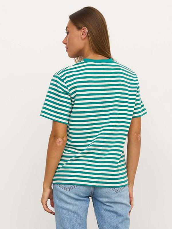 Atella T-särk puuvillane "Linda Green - White Stripes"