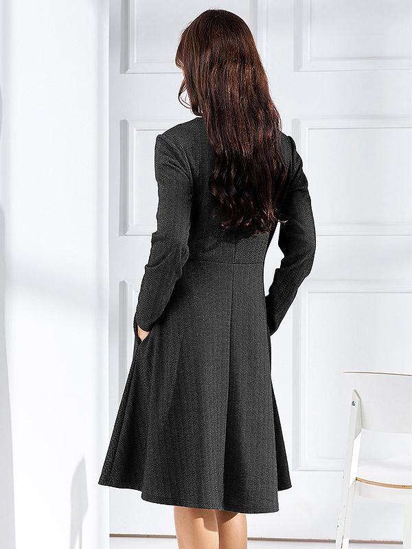 Lega A-lõikeline kleit "Ophelia Black - Graphite Chevron Tweed"