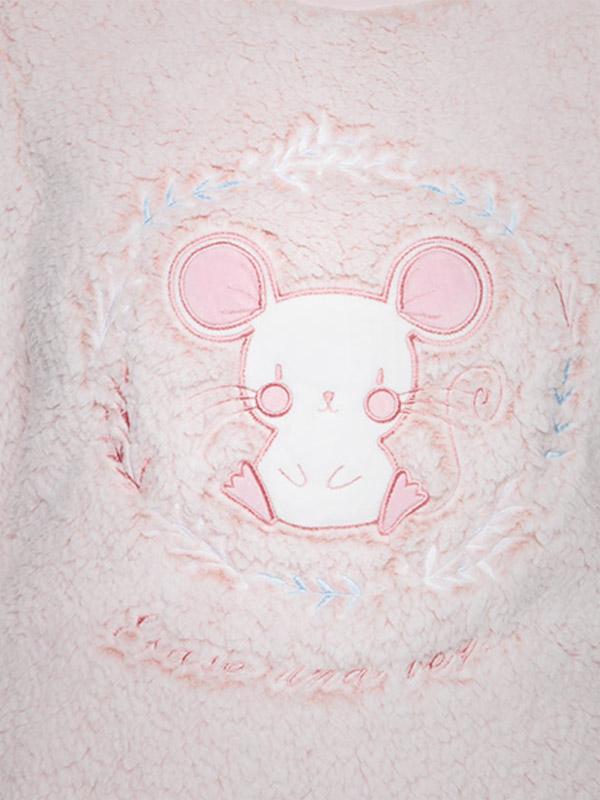 Muydemi pikk soe laste pidžaama "Cute Mouse Coral - White"