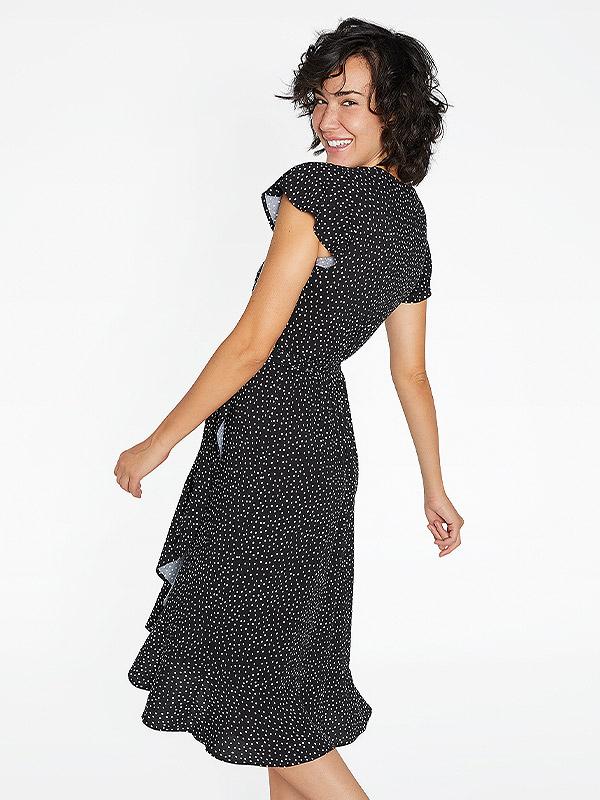 Ysabel Mora seotav viskoosist kleit "Kayla Black - White Dots"