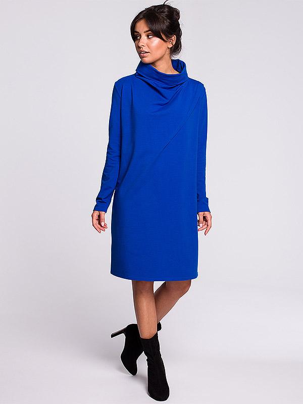 BeWear kõrge kaelusega puuvillane kleit "Loryn Royal Blue"