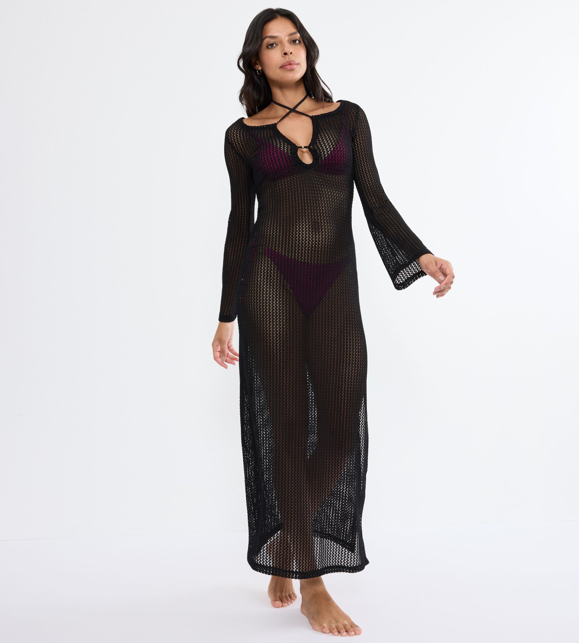 ilga vasarinė nerta suknelė