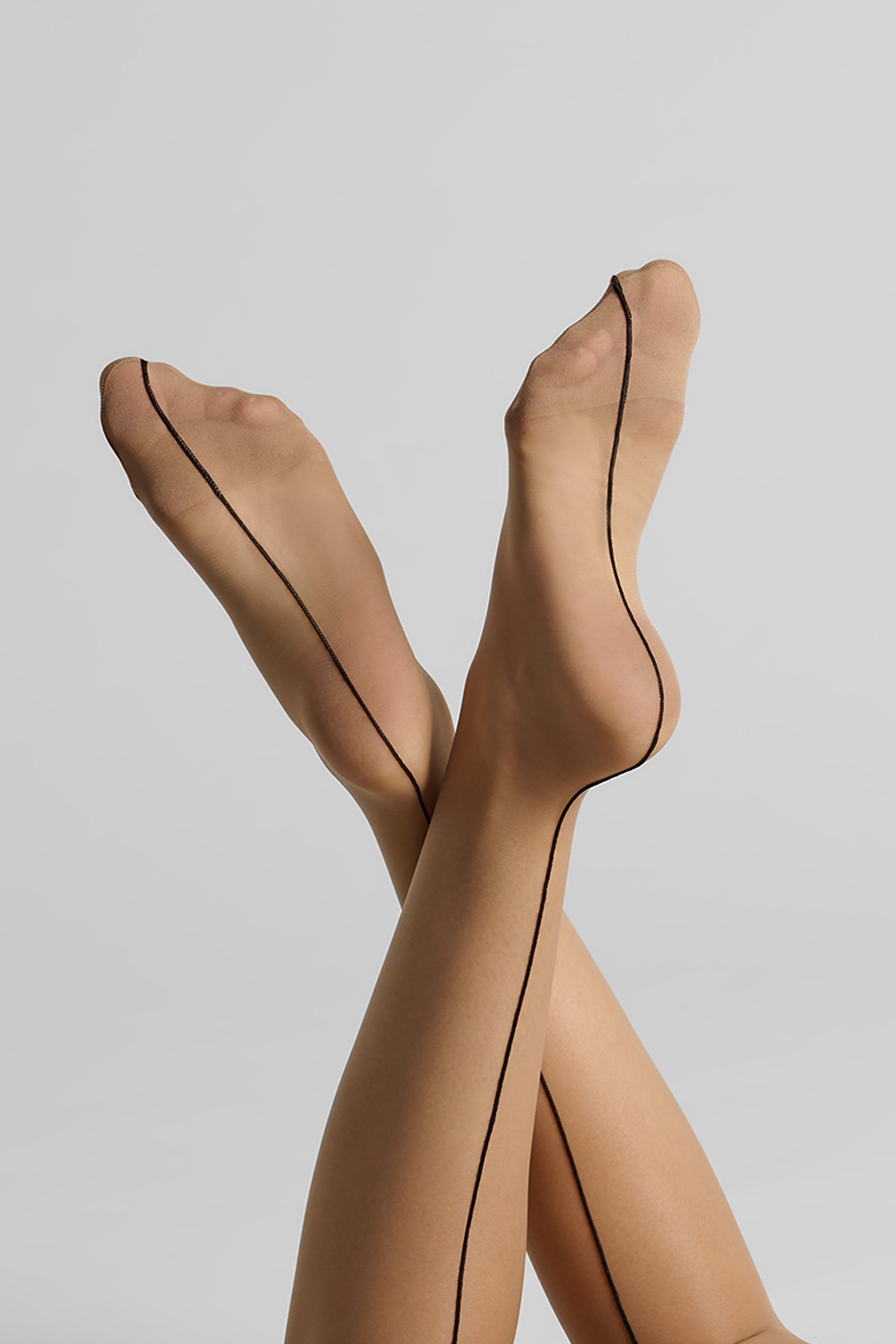 Maison Close luksuslikud triibuga tagant sukad "Monica 20 Den Nude - Black"