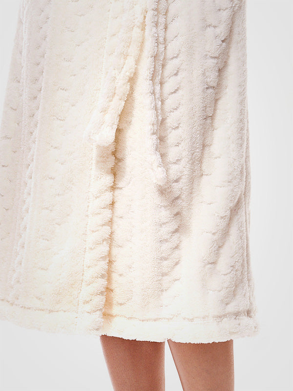 L&L длинный узорчатый халат с капюшоном "Sweet Long Ecru"