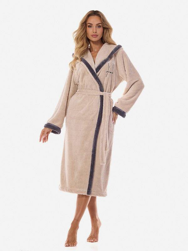 L&L Long Hooded Robe Tess Long Angora