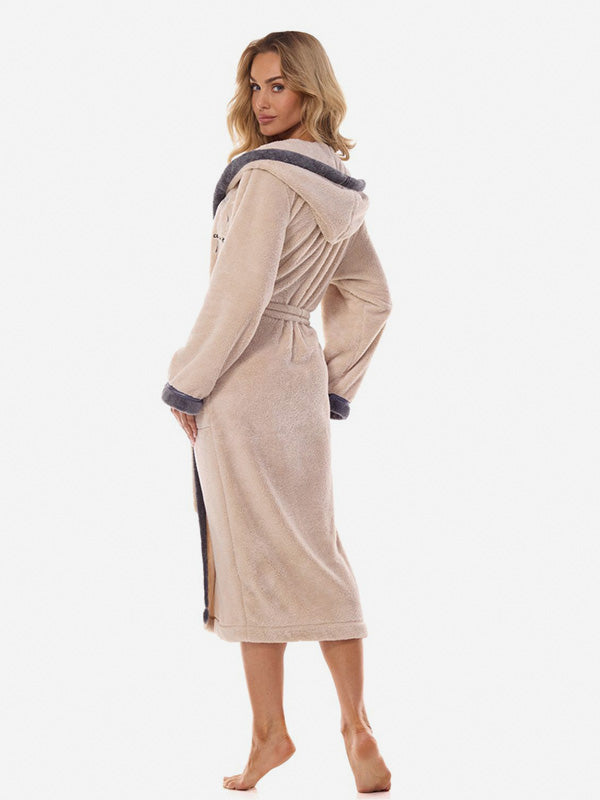 L&L Long Hooded Robe Tess Long Angora