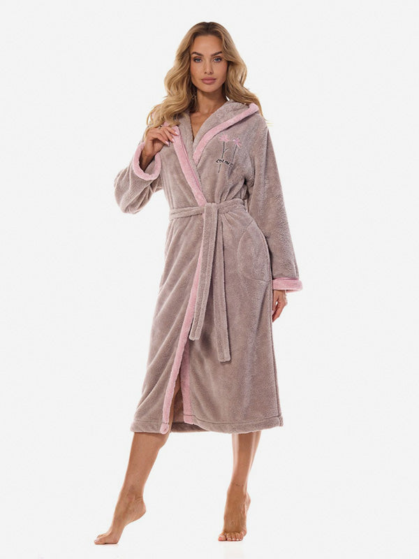 L&L Long Hooded Robe Tess Long Opal Grey