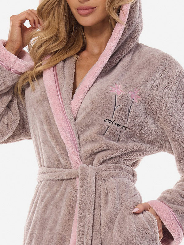 L&L Long Hooded Robe Tess Long Opal Grey