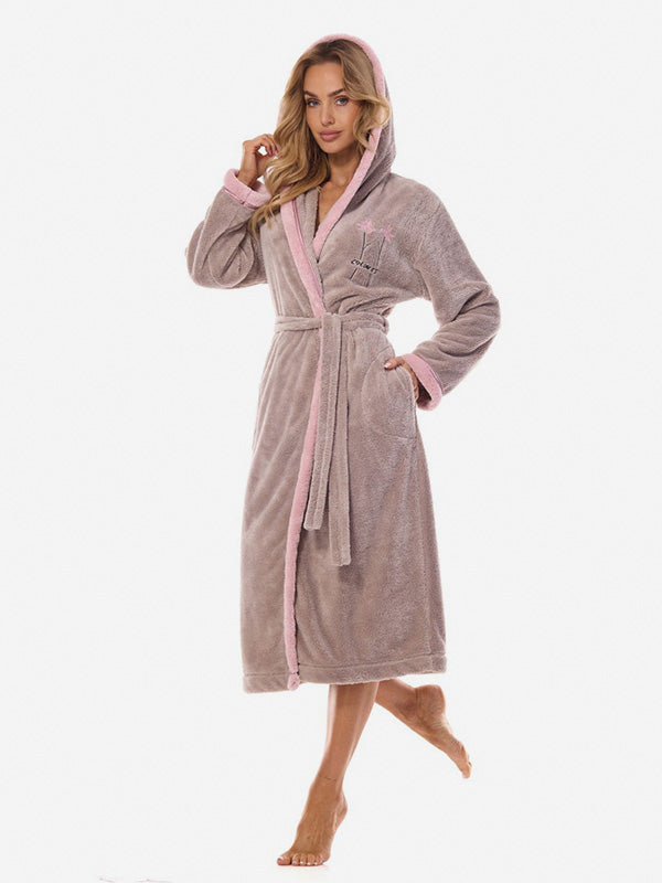 L&L Long Hooded Robe Tess Long Opal Grey