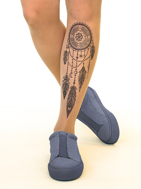 Stop & Stare pėdkelnės su tatuiruote "Black Dreamcatcher 20 Den Sun"