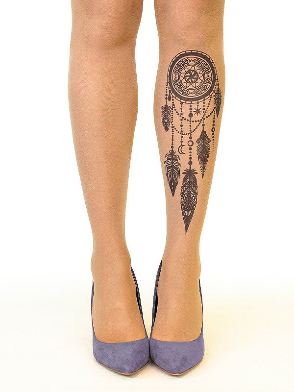 Stop & Stare pėdkelnės su tatuiruote "Black Dreamcatcher 20 Den Sun"