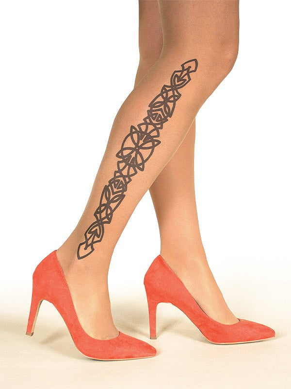 Stop & Stare pėdkelnės su tatuiruote "Side Celtic 20 Den Sun"