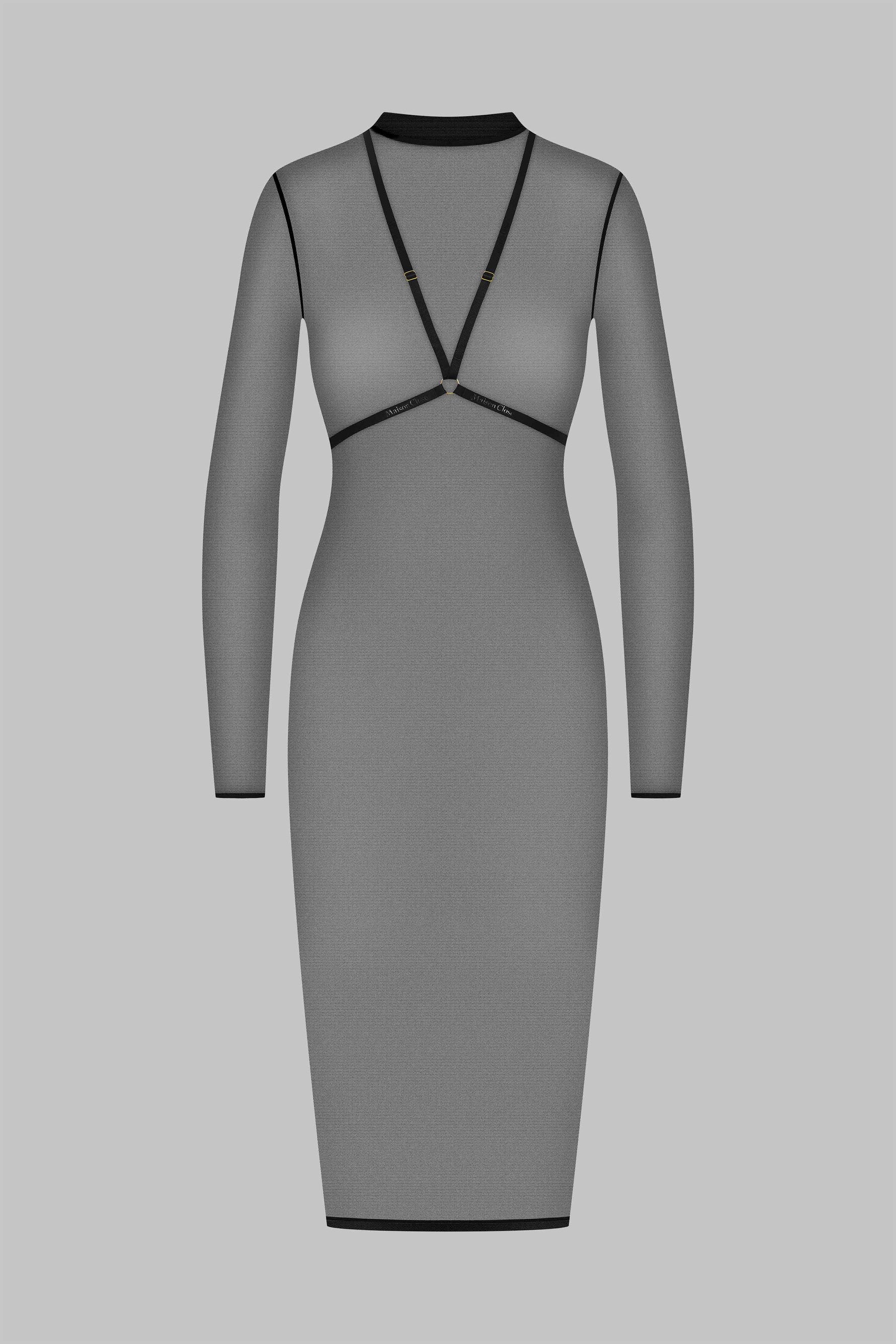 Maison Close Sheer Midi Dress with Body Straps Corps à Corps 2 Black